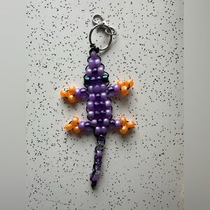 90s Pony Bead Lizard Keychain | Retro Beaded Bag Charm